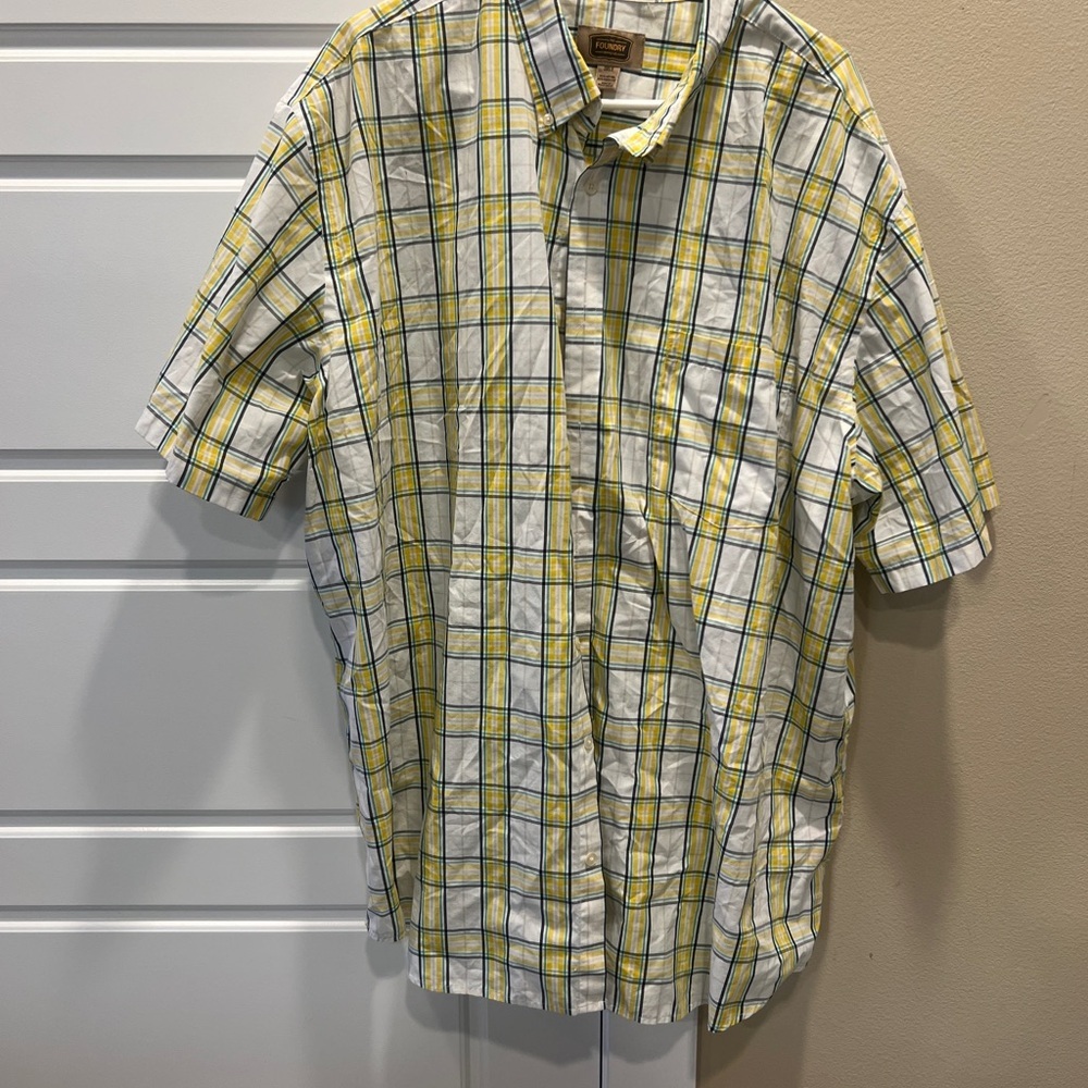 Foundry Men’s Yellow and Blue Checkered button down Shirt 3XL - Picture 2 of 4